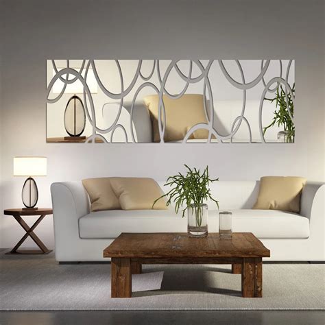 Acrylic Mirror Wall Decor Art 3D DIY Wall Stickers Living Room Dining Room Bedroom Decor Art ...
