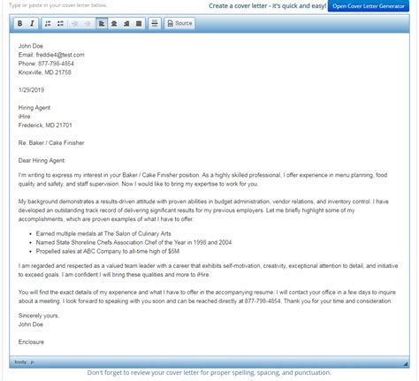 Cover Letter Template Generator - Online Cover Letter Library