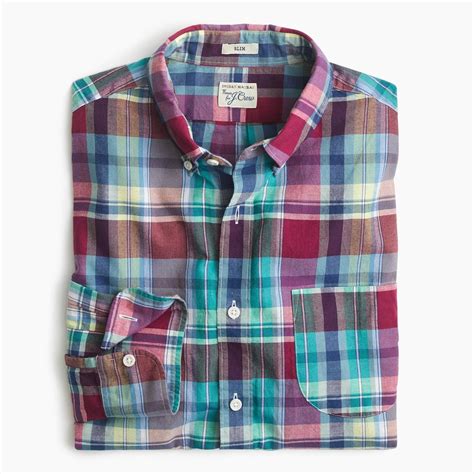 New J.Crew Indian Madras Shirt Long Sleeve Button Down Plaid Red Teal NWT | eBay | Madras shirt ...