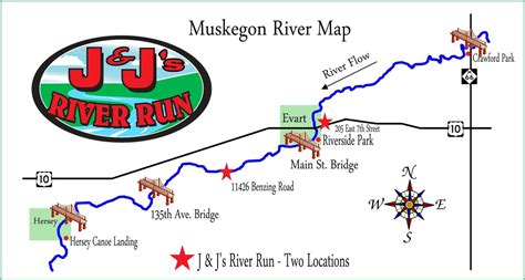 River Map for J & J's River Run on Muskegon River in Evart, MI - J & J ...