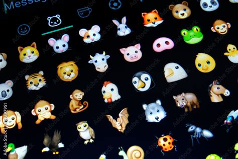 A wide selection of cute and colorful animal emojis or emoticons on a ...