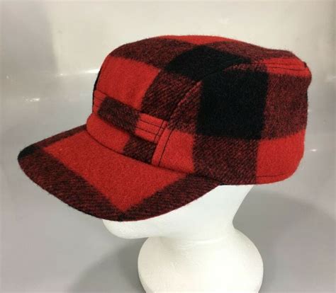 Filson Mens L Red Mackinaw Wool Cap Hunting Hat Insulated w Earflaps USA Made #Filson # ...