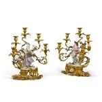 A pair of Louis XV style gilt-bronze five-light candelabra, late 19th ...
