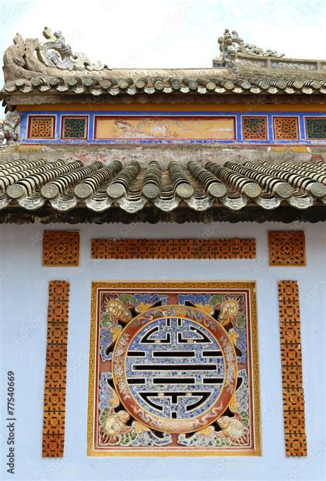 Confucius Temple wall ancient architecture in Vietnam Stock Photo ...