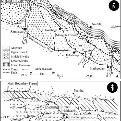 (A) Geological map of the study area around Nainital-Ramnagar showing... | Download Scientific ...