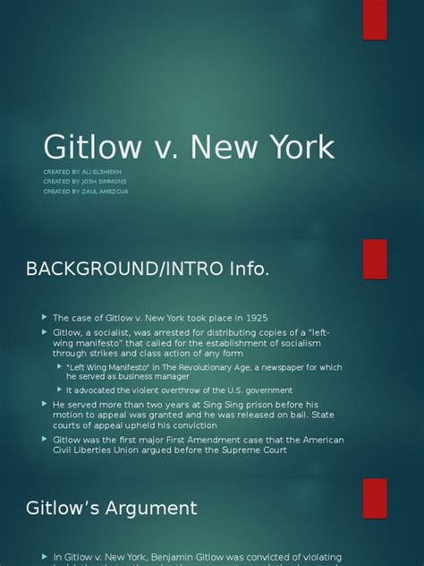 Gitlow v. New York | PDF | Fourteenth Amendment To The United States Constitution | Common Law