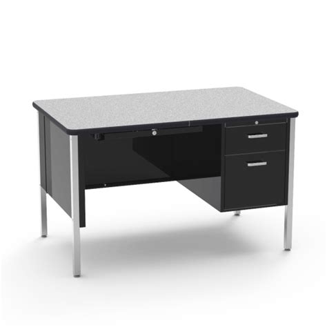 Virco 540 Teacher Desk Single Pedestal with a locking center, file and box drawer. 48" x 30 ...