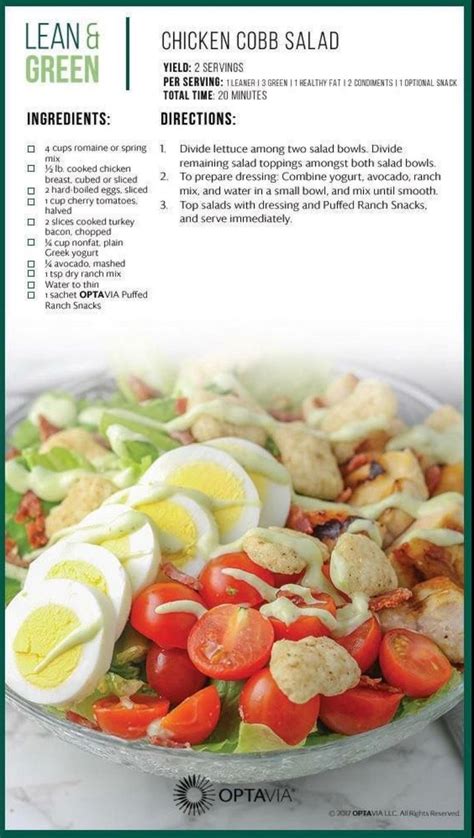 Chicken Cobb Salad | Lets's Eat - Optavia and Lean & Green ... | Lean protein meals, Lean eating ...