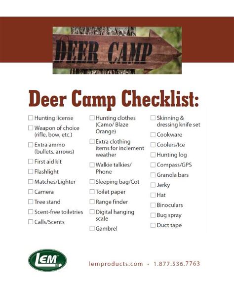 Printable Hunting Checklist