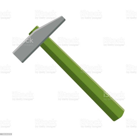 Hammer With A Wooden Handle Side View Vector Drawing Isolated Object On White Background Isolate ...