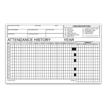 Employee Attendance Tracker Form – Qty Of 50 – Marketing Door2Door