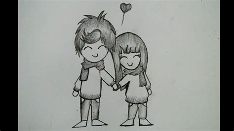 Cute Couple Drawing Step By Step || How To Draw Romantic Couple Drawing ...