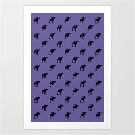 Bull Moose Silhouettes - Black on Ultra Violet Art Print by Alaskan Momma Bear | Society6