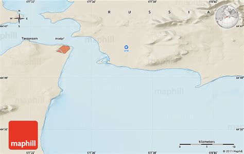 Shaded Relief Map of Anadyr'