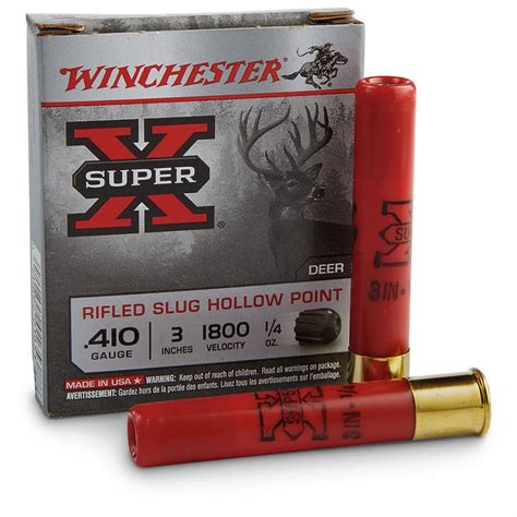 Winchester Super-X, 410 Gauge, 3", 1/4 oz., Rifled Slugs - 95657, 410 Gauge Shells at Sportsman ...