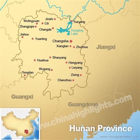 Hunan Map, Map of Hunan's Tourist Attractions and Cities