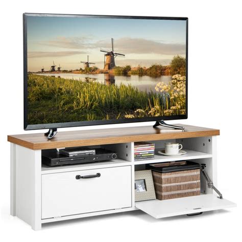 41.5 Inch Modern TV Stand with 2 Cabinets for TVs up to 48 Inch - Costway