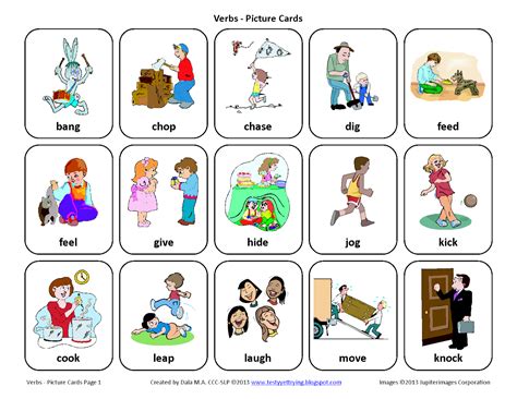 Testy yet trying: Verbs: Free Speech Therapy Picture Cards