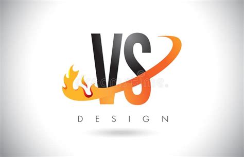 VS V S Letter Logo with Fire Flames Design and Orange Swoosh. Stock ...