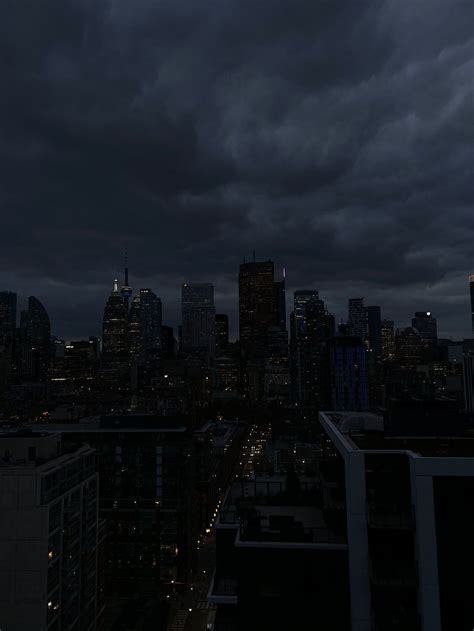 Toronto City Skyline at Night under Gray Cloudy Sky - Free Black Image