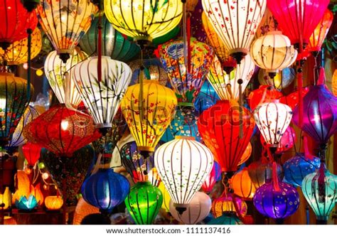 Beautiful Decoration Lanterns Light Night Market Stock Photo 1111137416 ...