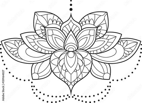 Lotus Mandala Black And White