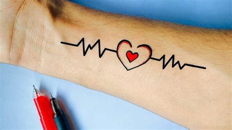 Heart Beat Tattoo With Pen - YouTube