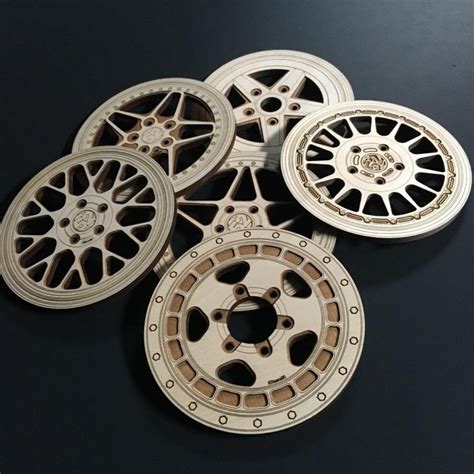 Wheel coasters laser cut templates files for laser cutting - Free Vector