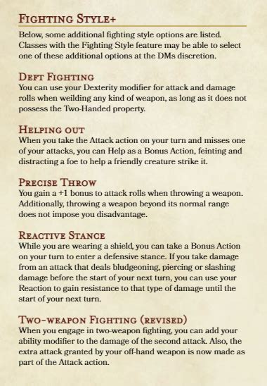 Additional Fighting Style options - feedback appreciated! : r/DnDHomebrew