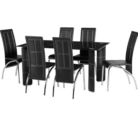 Seconique Bradford Glass Dining Set - Black Tempered Glass Table & 6 ...