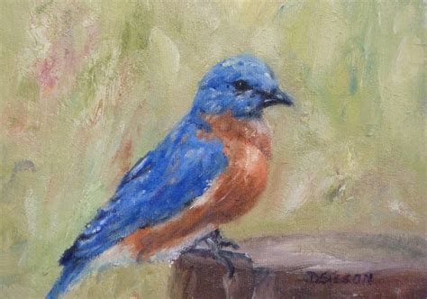 Daily Painting Projects: Bluebird on Stump Oil Painting Bird Art Wildlife Animals Fowl