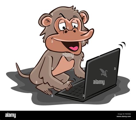 Monkey using computer Stock Vector Image & Art - Alamy