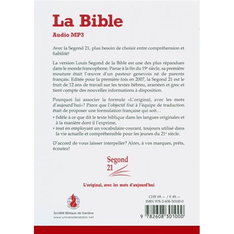 La Bible audio MP3 - ISBN: 9782608301000 - REFSBFB: 8121