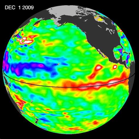 El Niño Surges; Warm Kelvin Wave Headed for South America – Ocean Surface Topography from Space