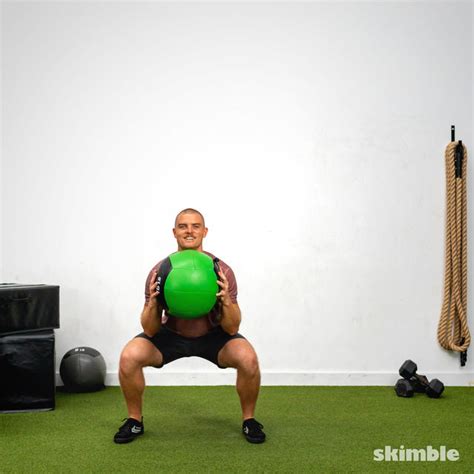 Medicine Ball Side Step Squat to Press - Exercise How-to - Skimble