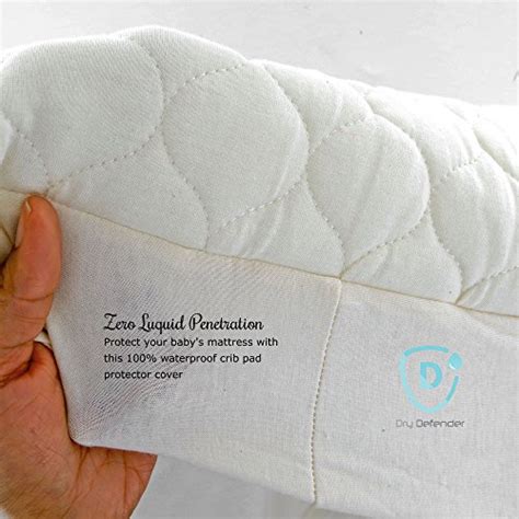 Organic Cotton Waterproof Portable Crib Pad - Natural Quilted Mini Baby Crib Mattress Cover ...