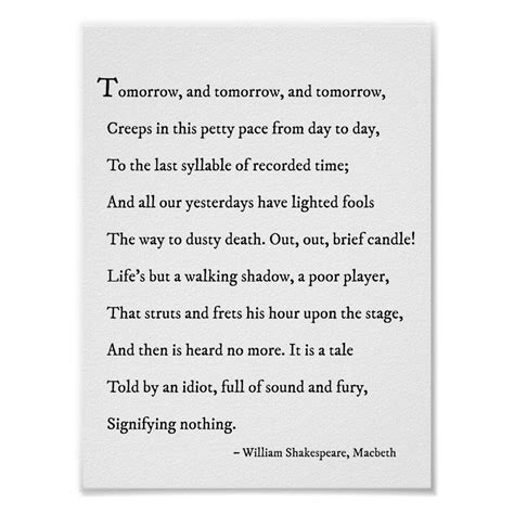 'Tomorrow, and tomorrow, and tomorrow...' Speech Poster | Zazzle ...