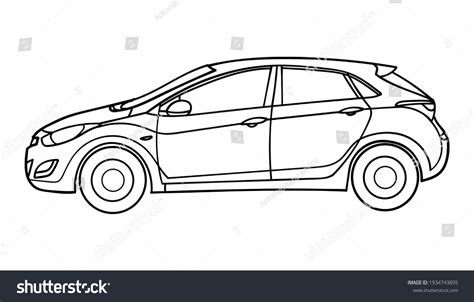 Outline Drawing Car Side View Vector Stock Vector (Royalty Free ...