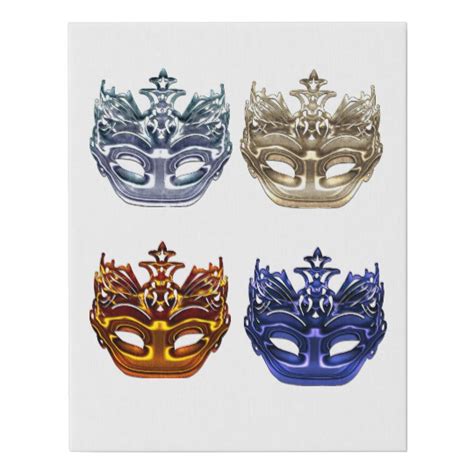 Metallic Mardi Gras Masks Masquerade Art Faux Canvas Print | Zazzle.com Masquerade Party, Masks ...