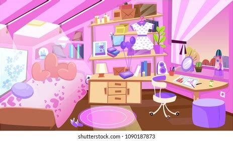 Cartoon Kid Bedroom Girl Lifestyle Elements Stock Vector (Royalty Free ...