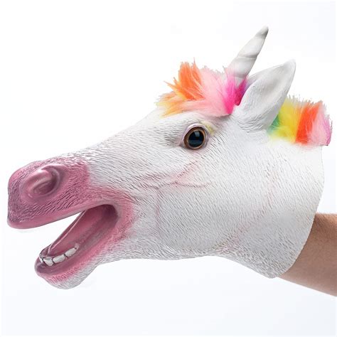 Buy Yolococa Unicorn Puppet Horse Hand Puppets Realistic Soft Latex Rubber Animal Glove Hands ...