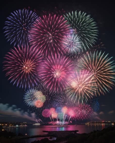 Premium AI Image | Colorful fireworks happy new year 2024 celebration