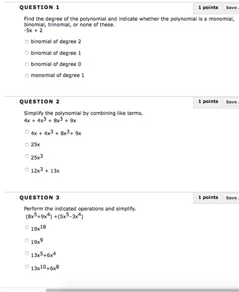 Solved Find the degree of the polynomial and indicate | Chegg.com