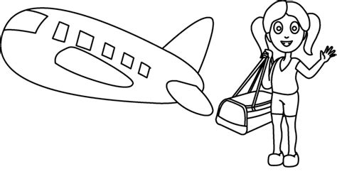 Transportation Clipart- cartoon_girl_traveling_airplane_outline ...