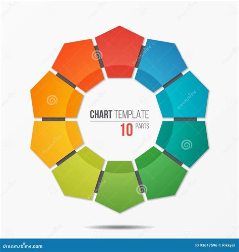 Polygonal Circle Chart Infographic Template with 10 Parts Stock Vector - Illustration of doze ...