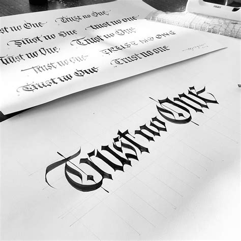 'Trust no One' | Tattoo sketches. #calligraphymasters #calligritype #calligraphy #thedailytype # ...