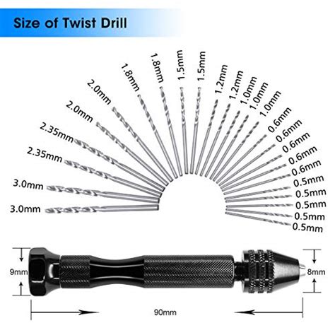 Hand Drill Bits Set 26pc GOCHANGE Hand Drill Set Precision Pin Vise Micro Mini Twist Drill Bits ...