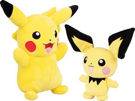 Pokemon 12" Pikachu and 8" Pichu Plush Stuffed Animal Toys, 2 Pack - Evolution Set - Officially ...