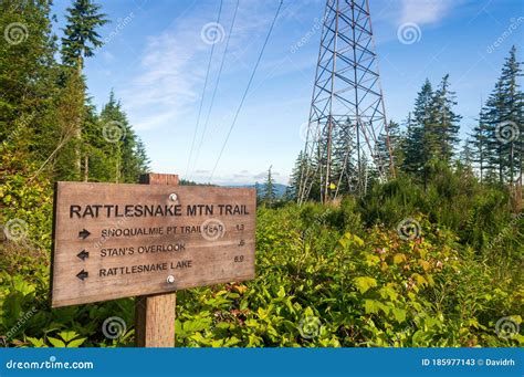 A Sign on the Rattlesnake Mountain Trail in North Bend, Washington, USA Stock Image - Image of ...