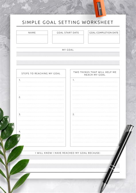 Personal Goal Setting Templates - Download PDF